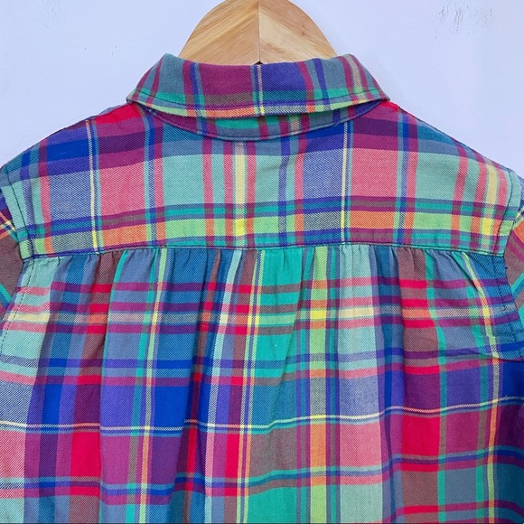 Ralph Lauren kids multicolour flannel long sleeve button shirt with ruffles - Picture 7 of 15